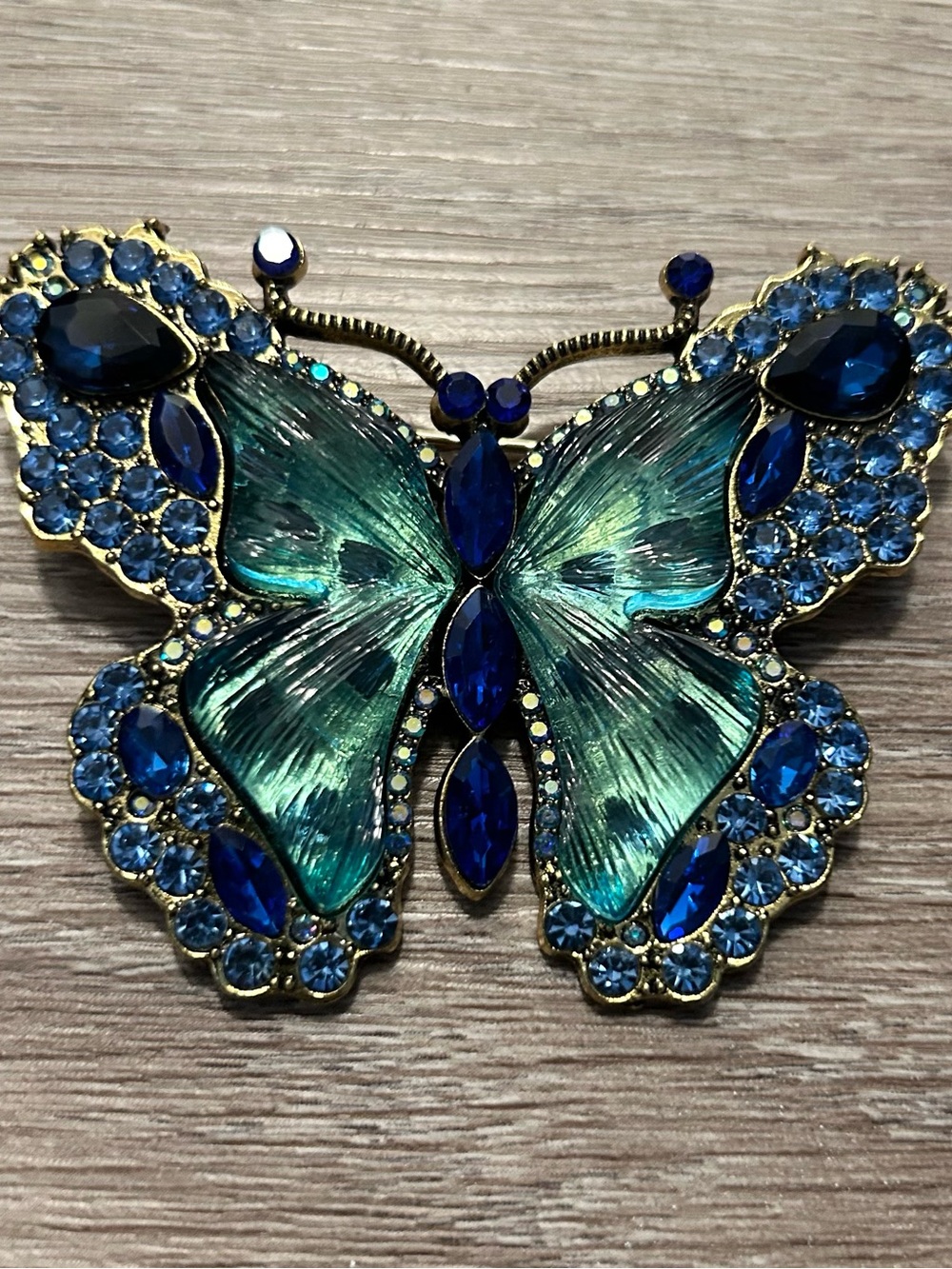 Blue Crystal Butterfly Brooch
